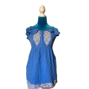 Y2K Gianni Bini GB off shoulder Babydoll dress lace embroidered open back (L)